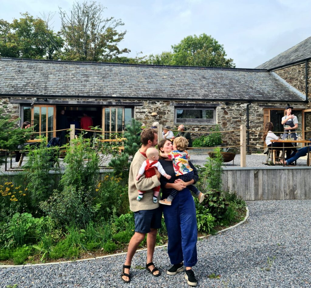 The Rylance family stood in front of Crocodon Farm